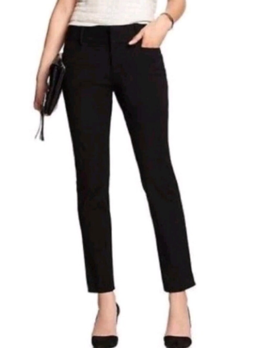 Banana Republic Jackson Fit Black Cotton Business Trouser Pants Sz 6 P, EUC
